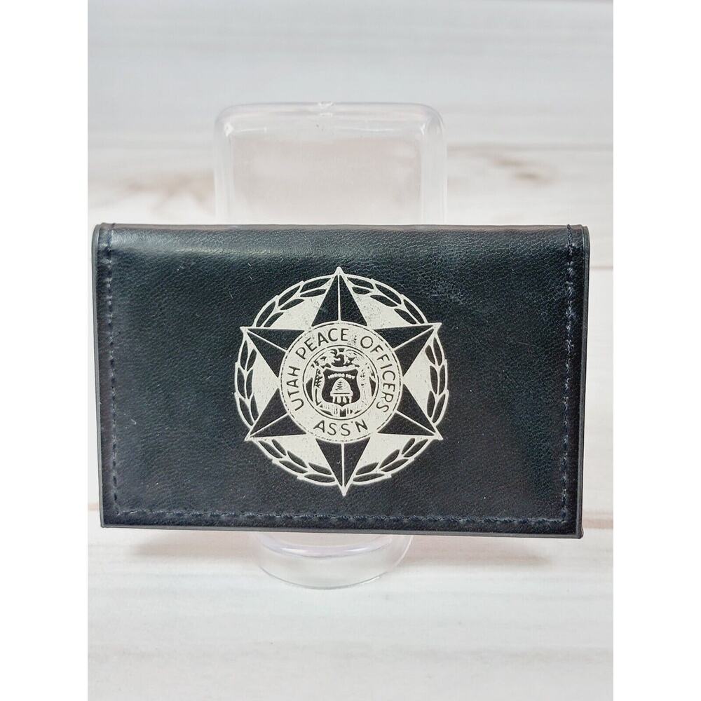 Vintage Utah Peace Officers ASSN Black Leather Bi-Fold Business Card Holder
